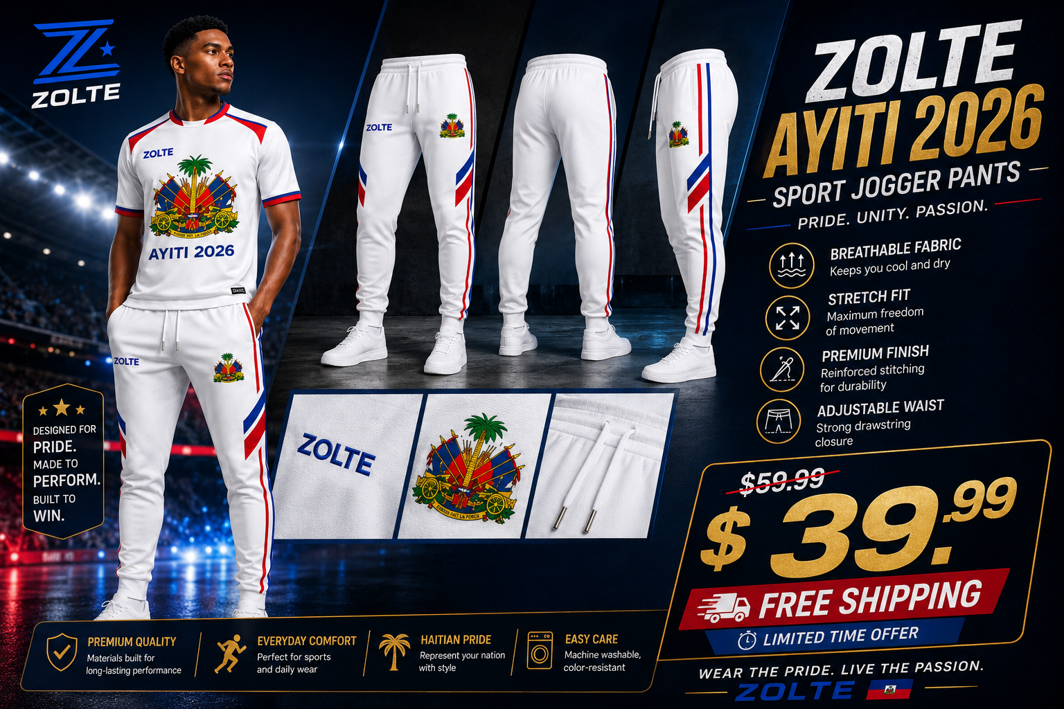 ZOLTE Ayiti 2026 Football Trousers
