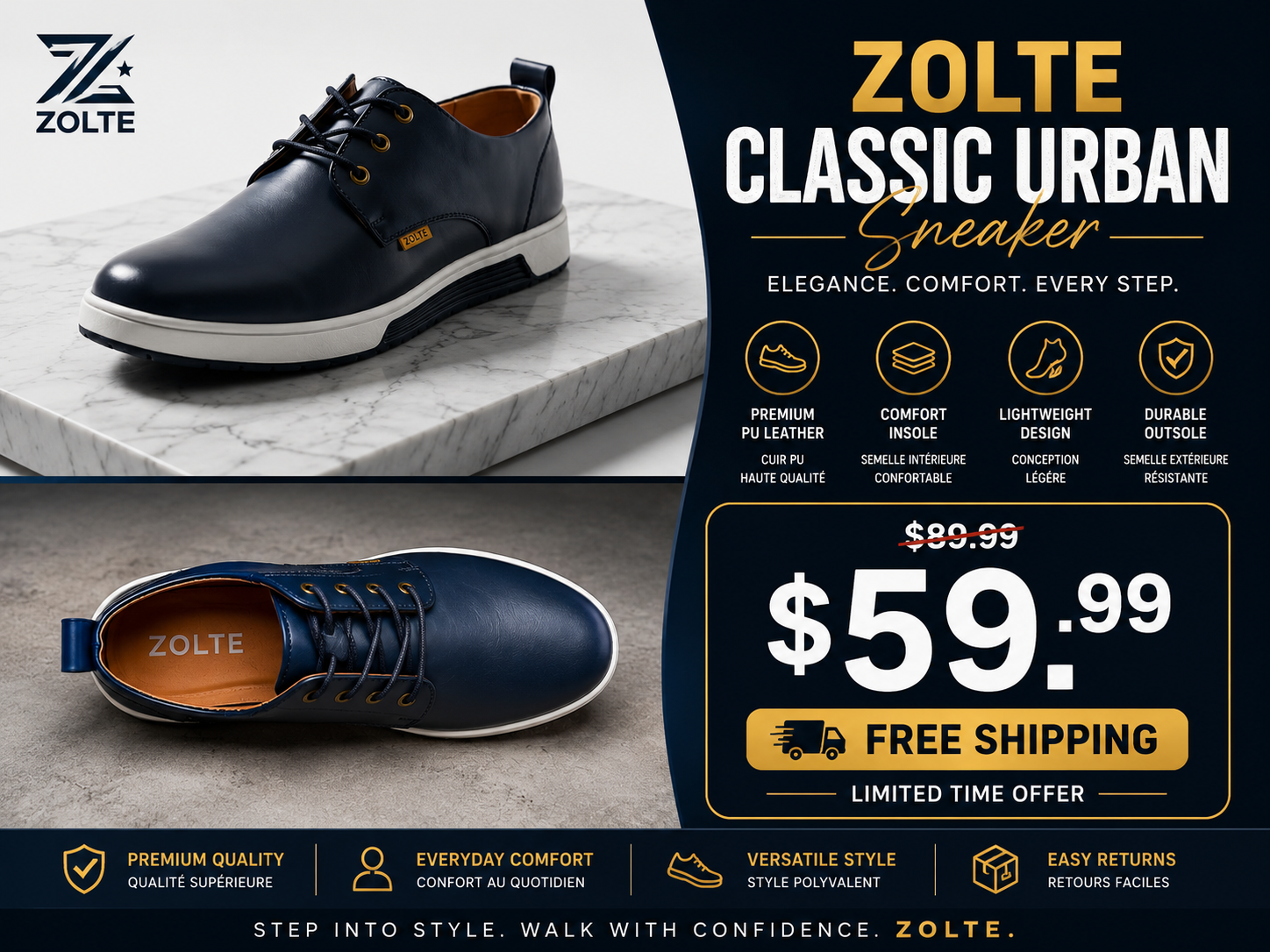 ZOLTE UrbanEase Premium Sneakers