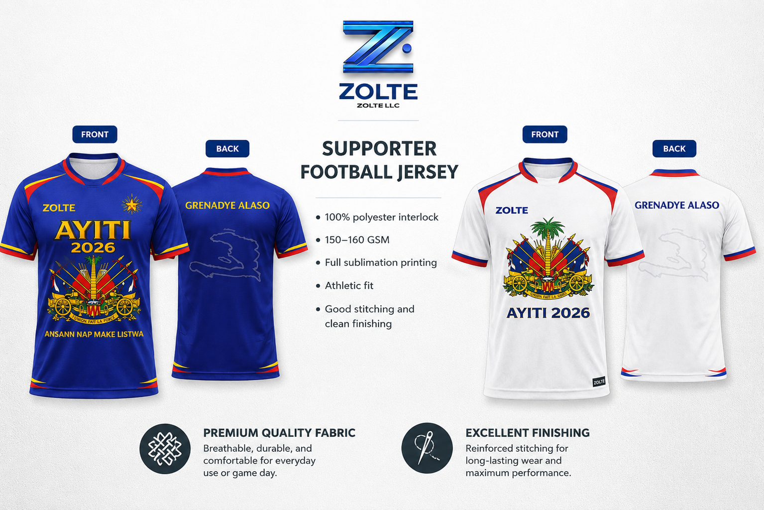 ZOLTE Ayiti 2026 Premium Supporter Jersey - Wholesale by ZOLTE