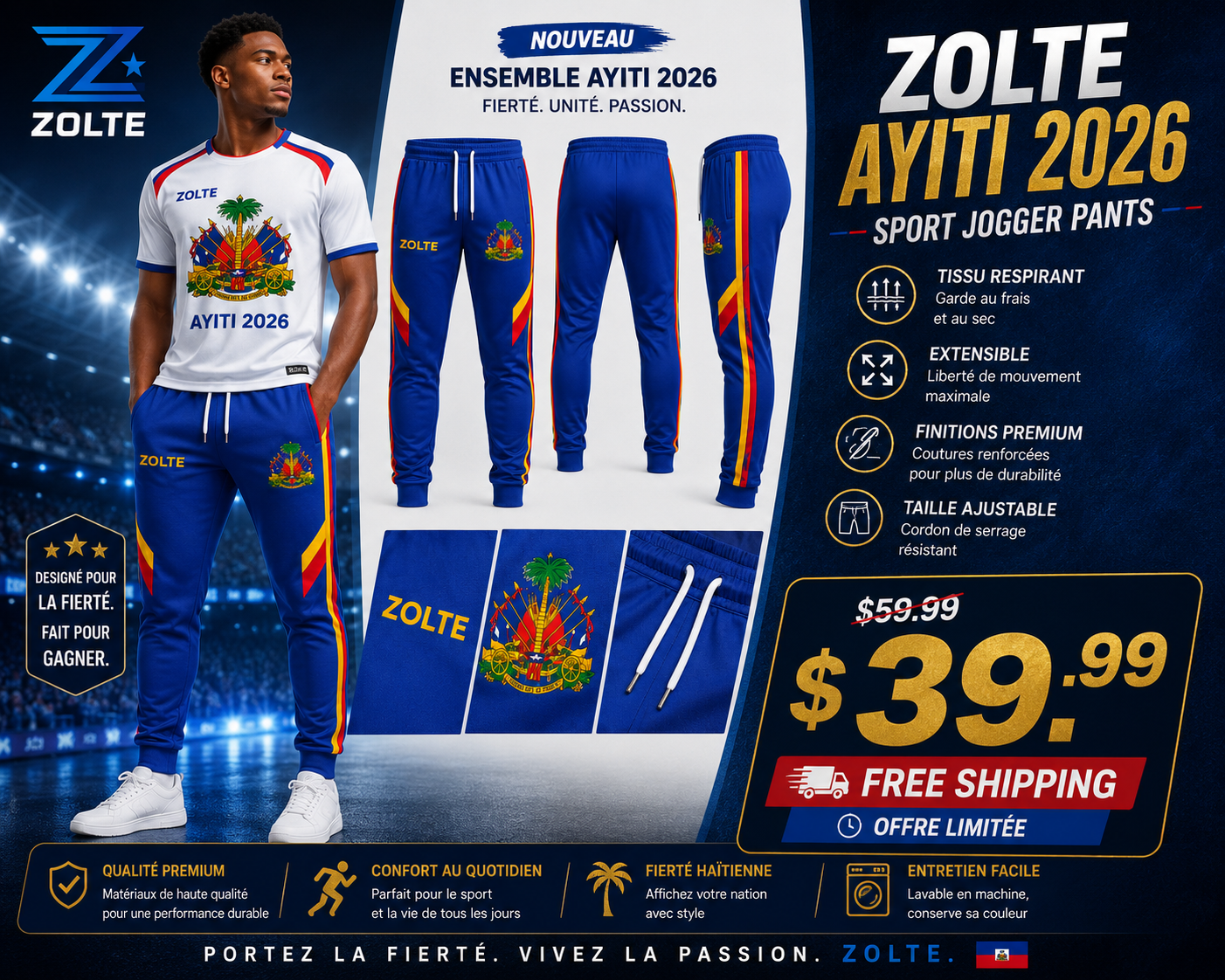 ZOLTE Ayiti 2026 Football Trousers