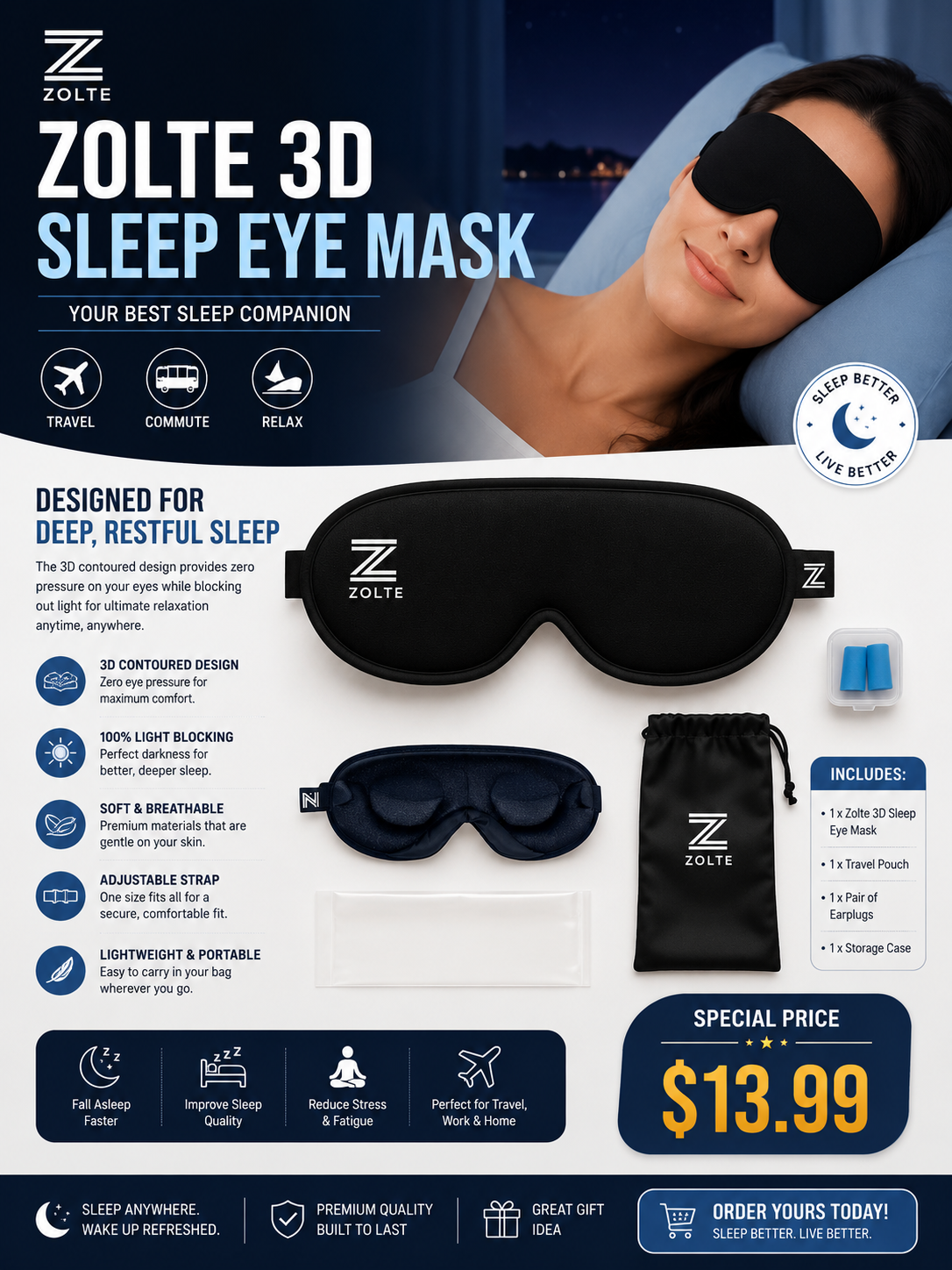 ZOLTE 3D Sleep Eye Mask - Your Best Sleep Companion