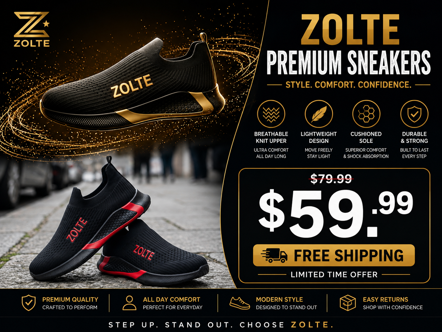 ZOLTE Velocity Knit Slip-On Sneaker